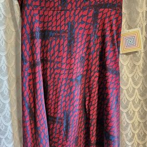 LuLaRoe Asymmetrical Skirt - Red and Blue Pattern
